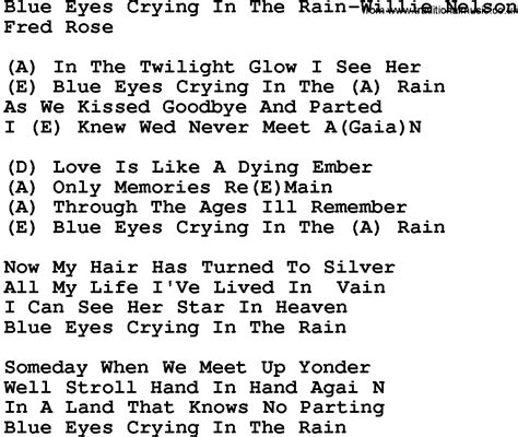 Blue Eyes Crying In The Rain - Un brano di pura malinconia che si avvolge come una calda coperta country.